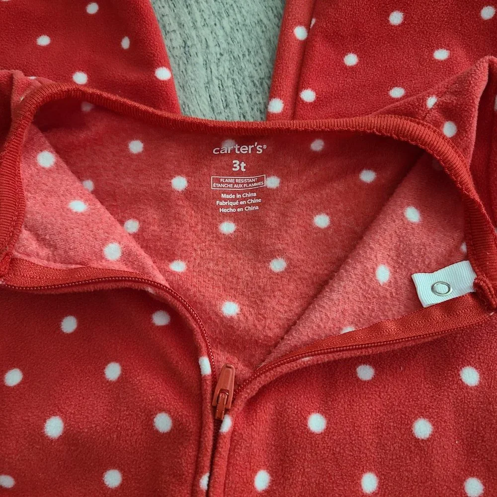 Carter's toddler girl long footed warm Christmas pajamas red reindeer size 3T